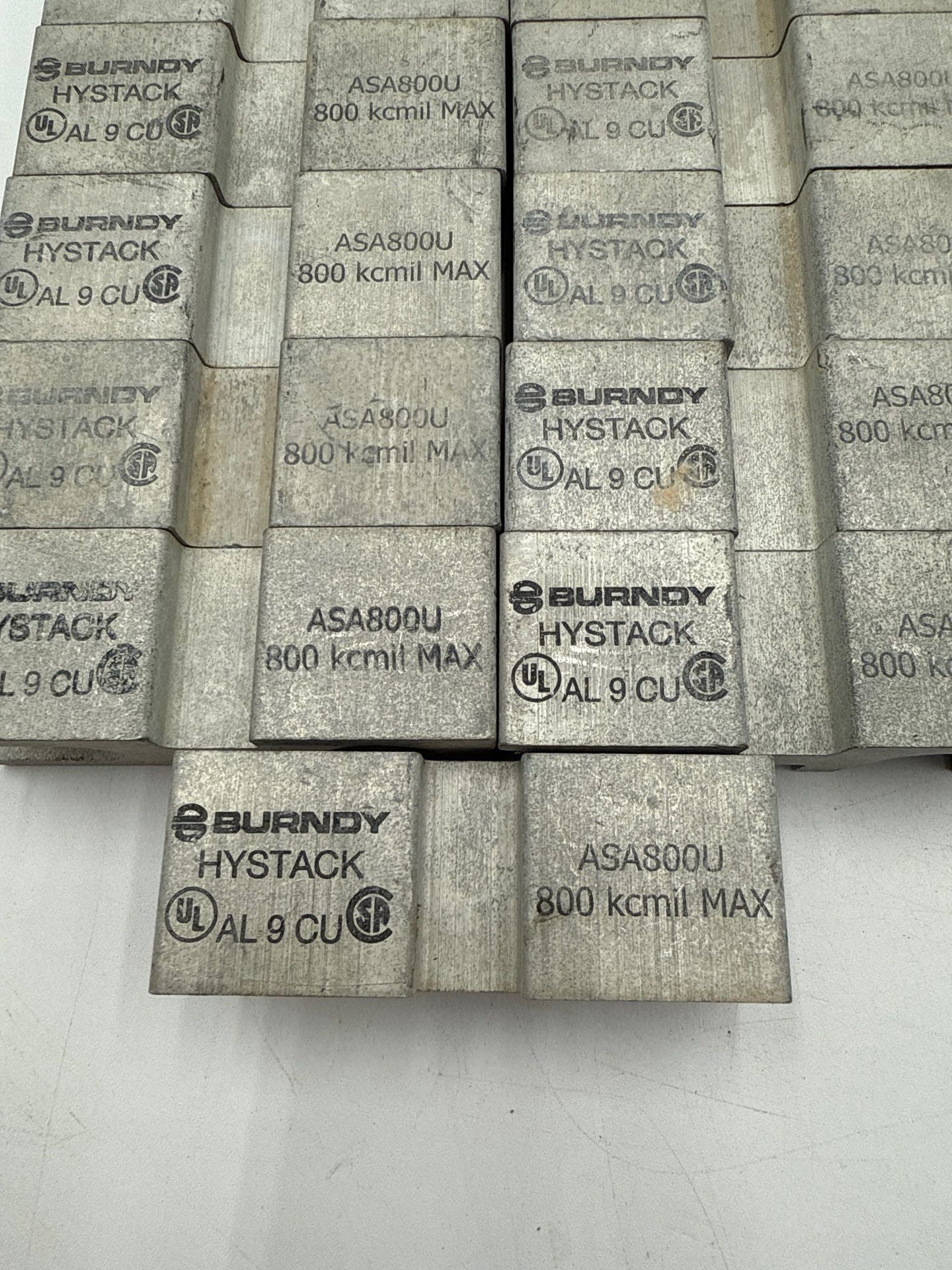Lot of 13 Burndy Hystack ASA800U 800KCMIL Copper Stacking Adapter 2-Hole New