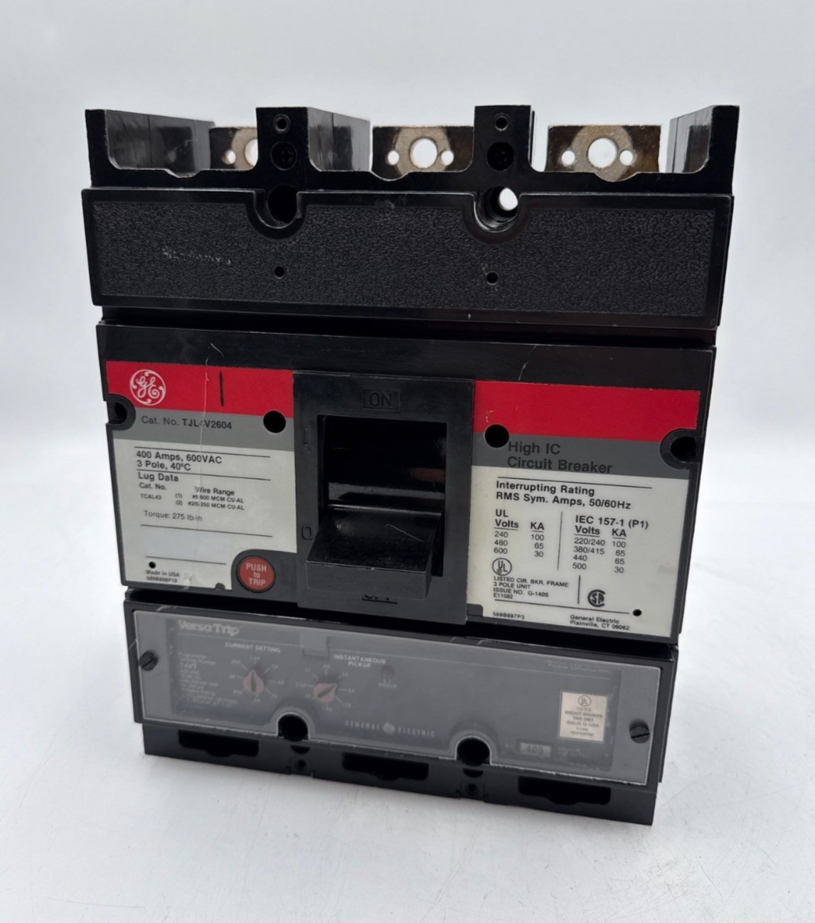 GE TJL4V2604 Circuit Breaker 400A 3P 600V 3PH TJL 400 Amp 3 Pole VersaTrip T4VT Used