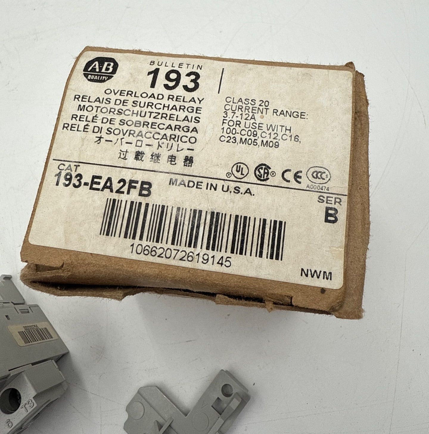 Allen-Bradley 193-EA2FB Overload Relay 3.7-12A Series B Class 20 New