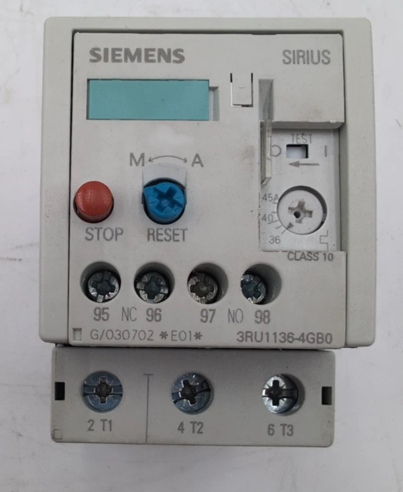 Siemens 3RU1136-4GB0 Sirius Thermal Overload Relay Size S2 Class 10 36-45A New New