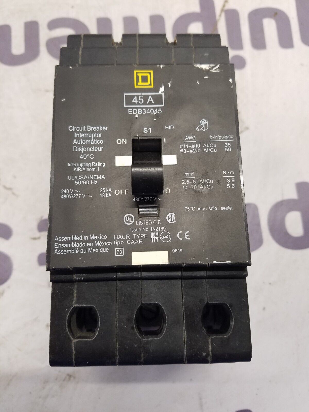 Square D EDB34045 Used