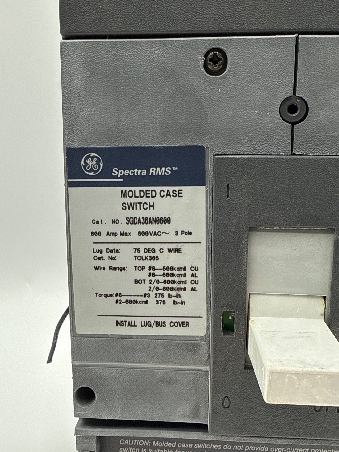 GE SGDA36AN0600 Circuit Breaker 600A 3P 600V SGDA 600 Amp 3 Pole Used