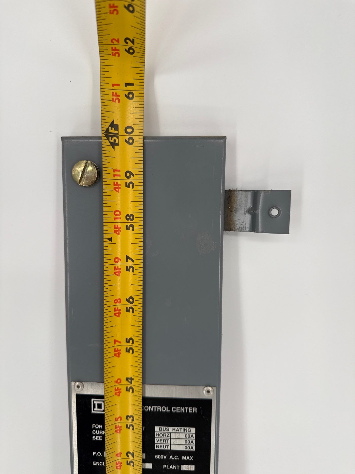 Square D Model 6 MCC Wire Way Door 60" x 4" Motor Control Center Trim Used