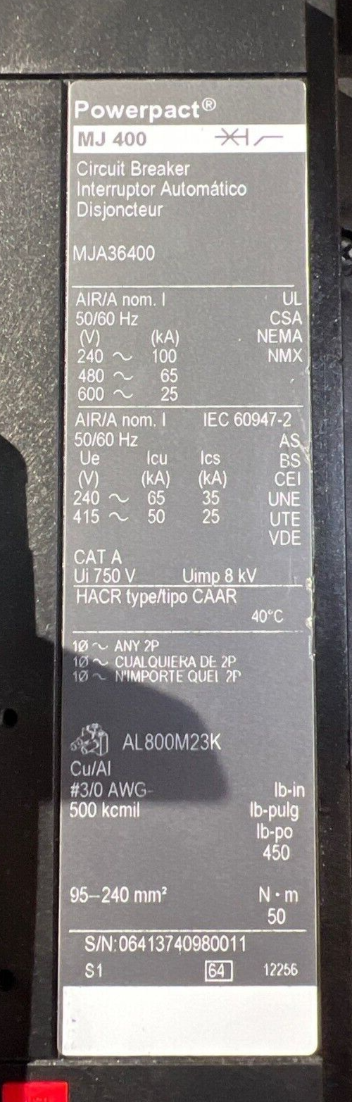 Square D MJA36400 Used
