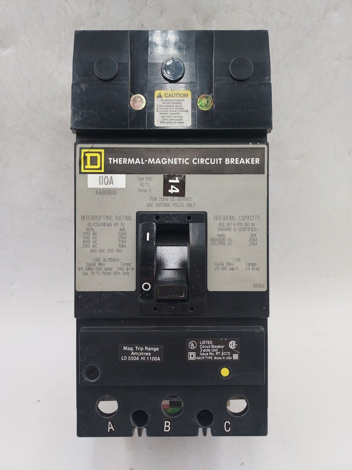 Square D KAB36110 Used