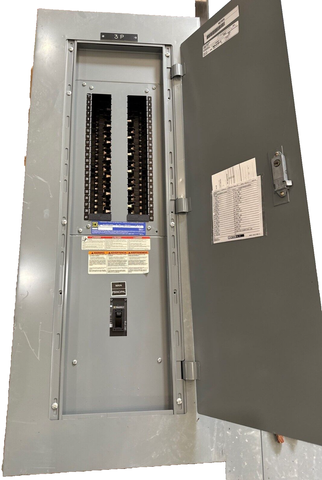 Square D NQ Panelboard 225A 208Y/120V 3PH 4W MCB Main QDL32225 42 Cir Nema 1 P545 Used