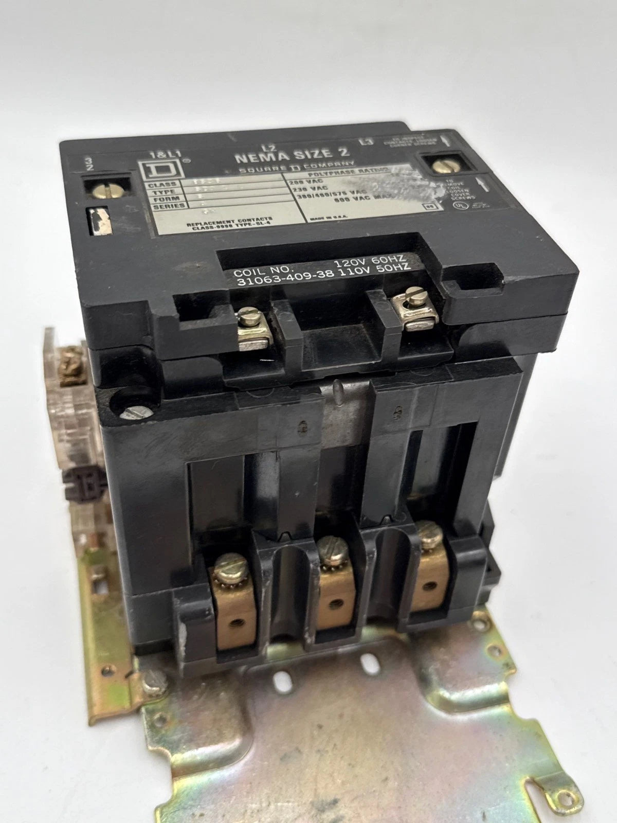 Square D 8536SD01 NEMA Size 2 Contactor Coil 110/120V 3P 600V 3PH 25HP 8536-SDO1 Used