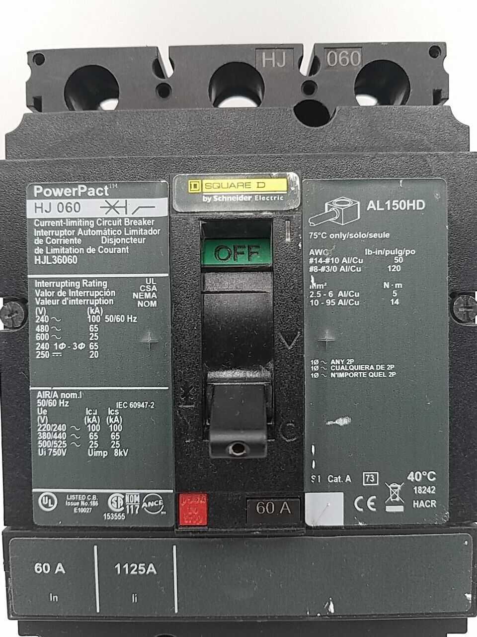 Square D HJL36060 Used