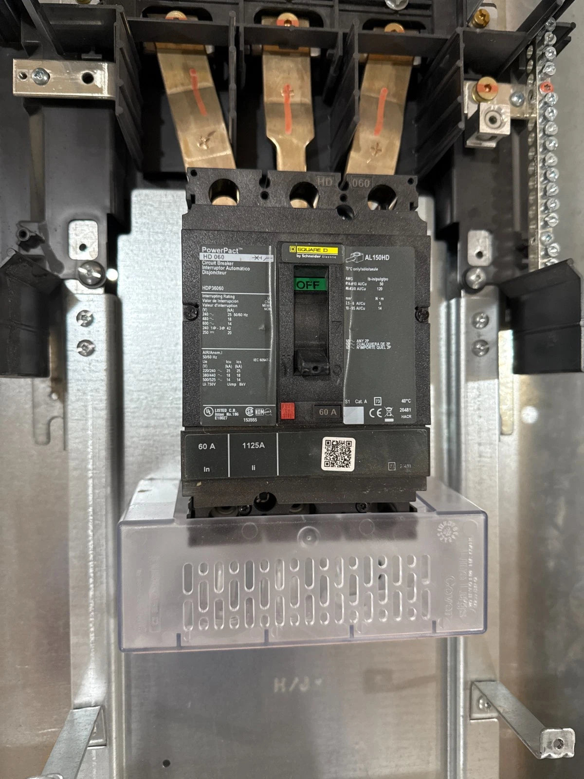Square D NQ Panelboard 60A 208/120V 3PH 4W MCB Panel 60 Amp 30 Cir HDP36060 Used