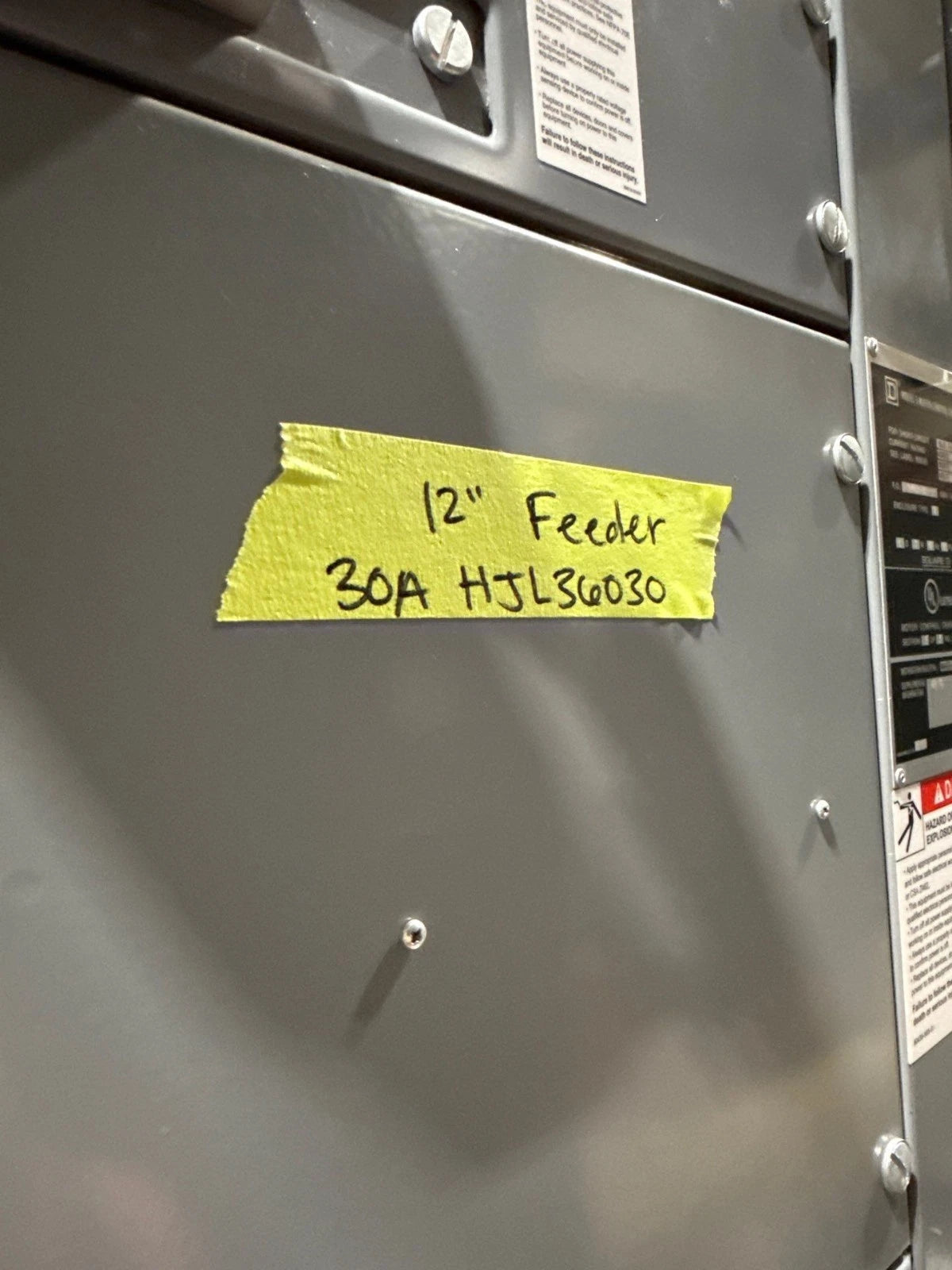 12" Square D Model 6 30 Amp Feeder MCC Bucket HJL36030 Breaker 30A HJL New