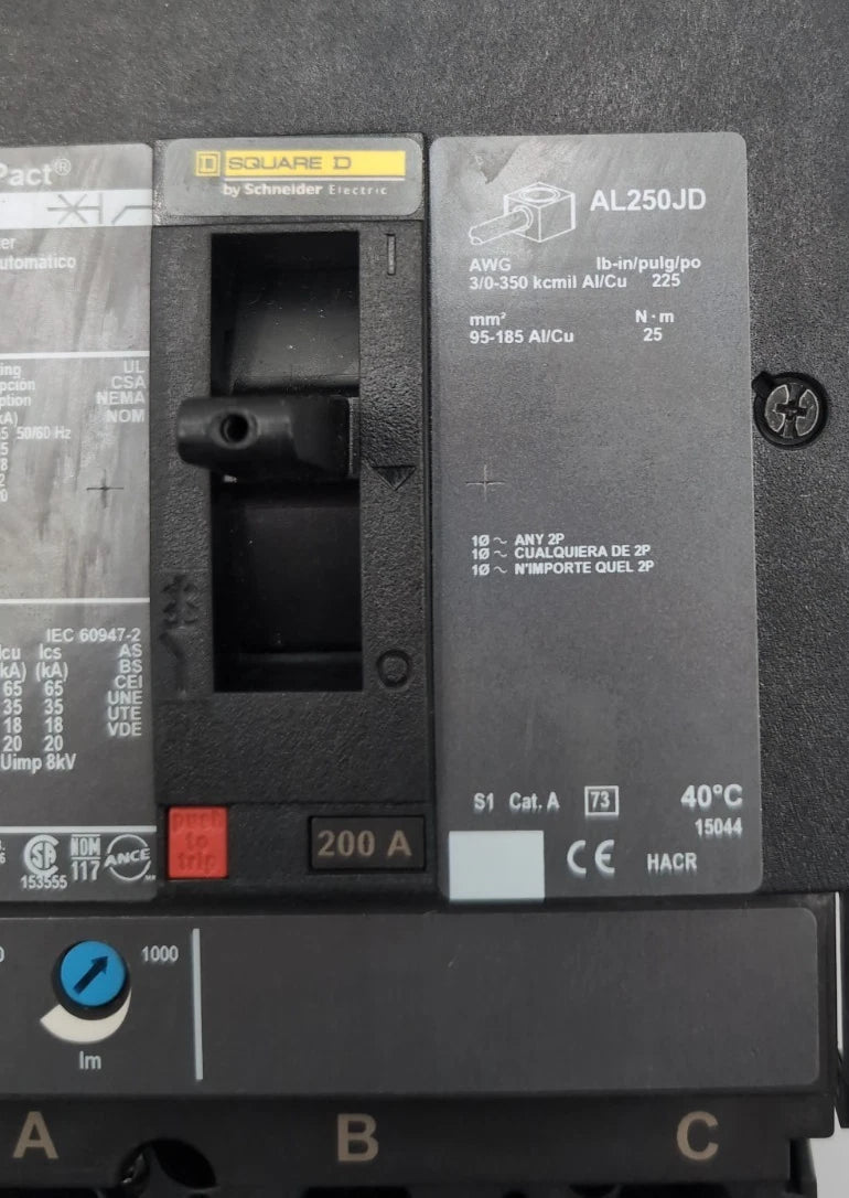 Square D JGA36200 I-Line Circuit Breaker 200A 3P 600V 3PH JG 250 New Take Out New