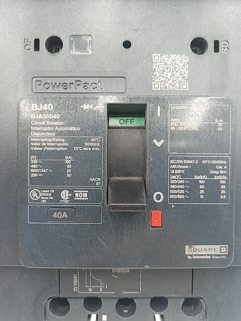 Square D BJA36040 Used