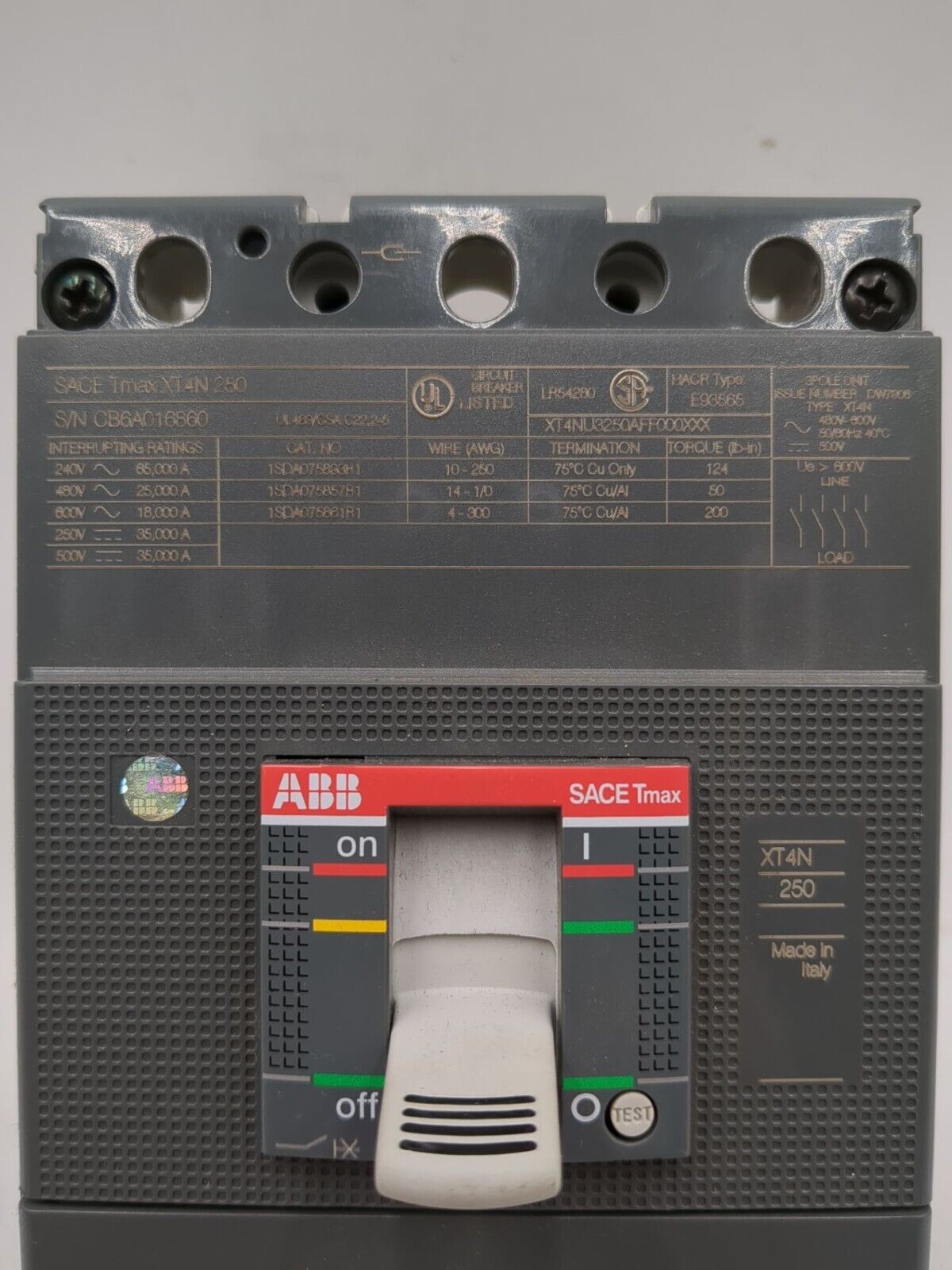 ABB XT4NU3250AFF000XXX New