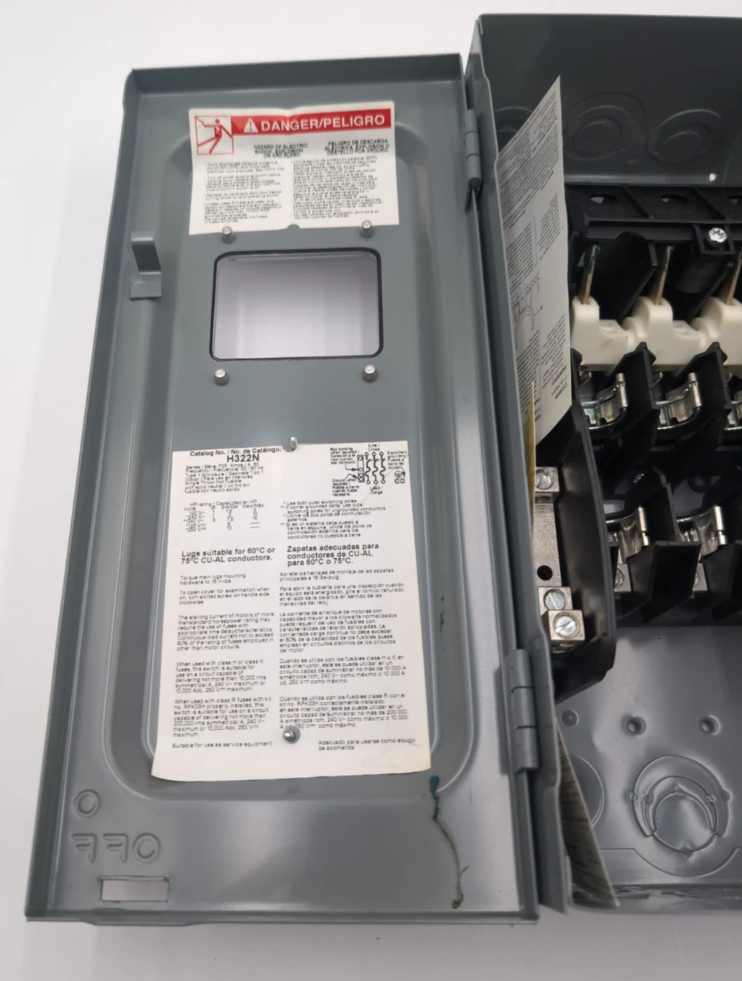 Square D H322N 60 Amp 240 V Heavy Duty Safety Switch 60A 3P 240V W/ Window NEW New