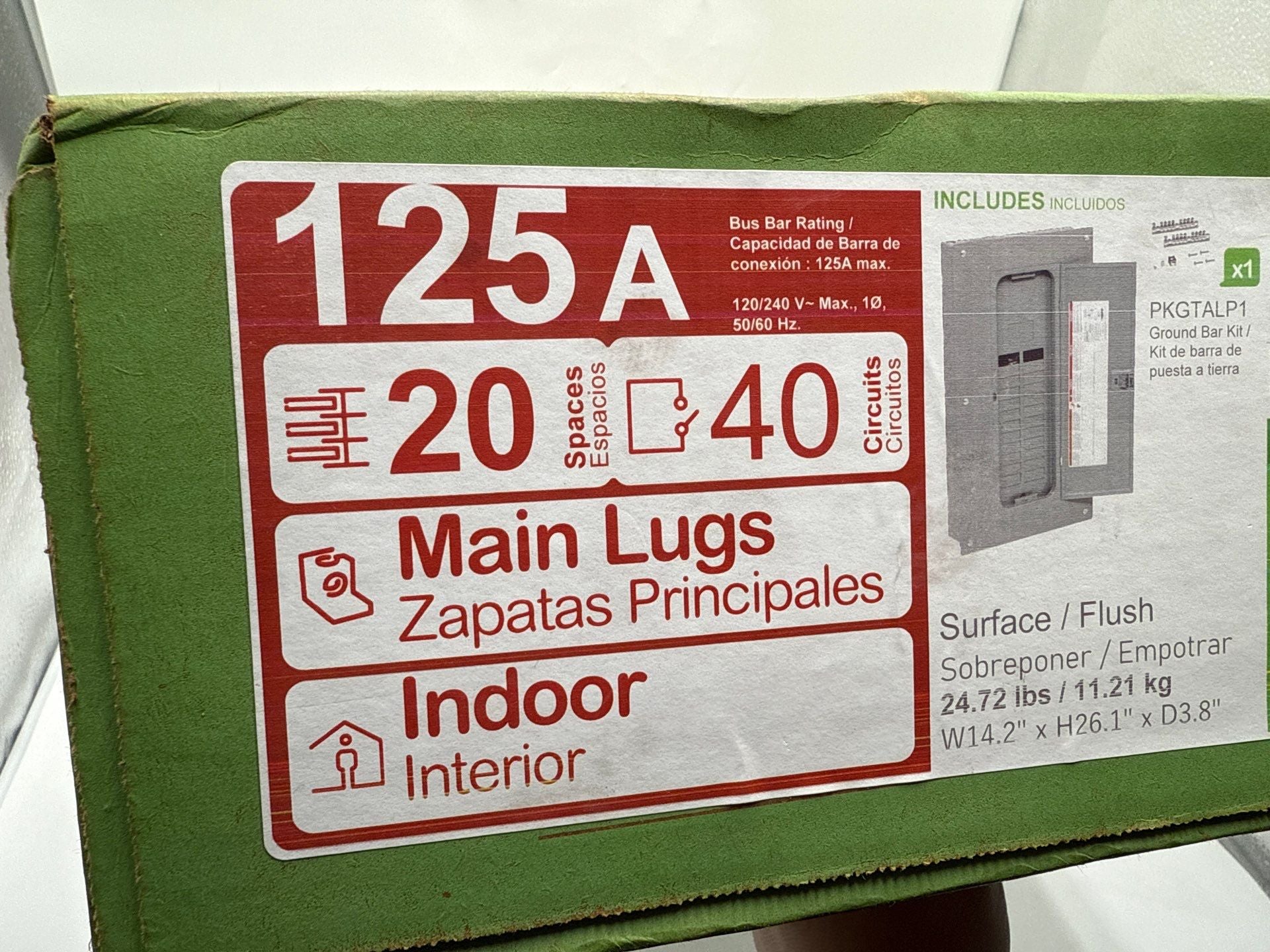 SQ D HOM2040L125PGC Load Center 125A 20Space 120/240V 1PH Homeline Indoor New