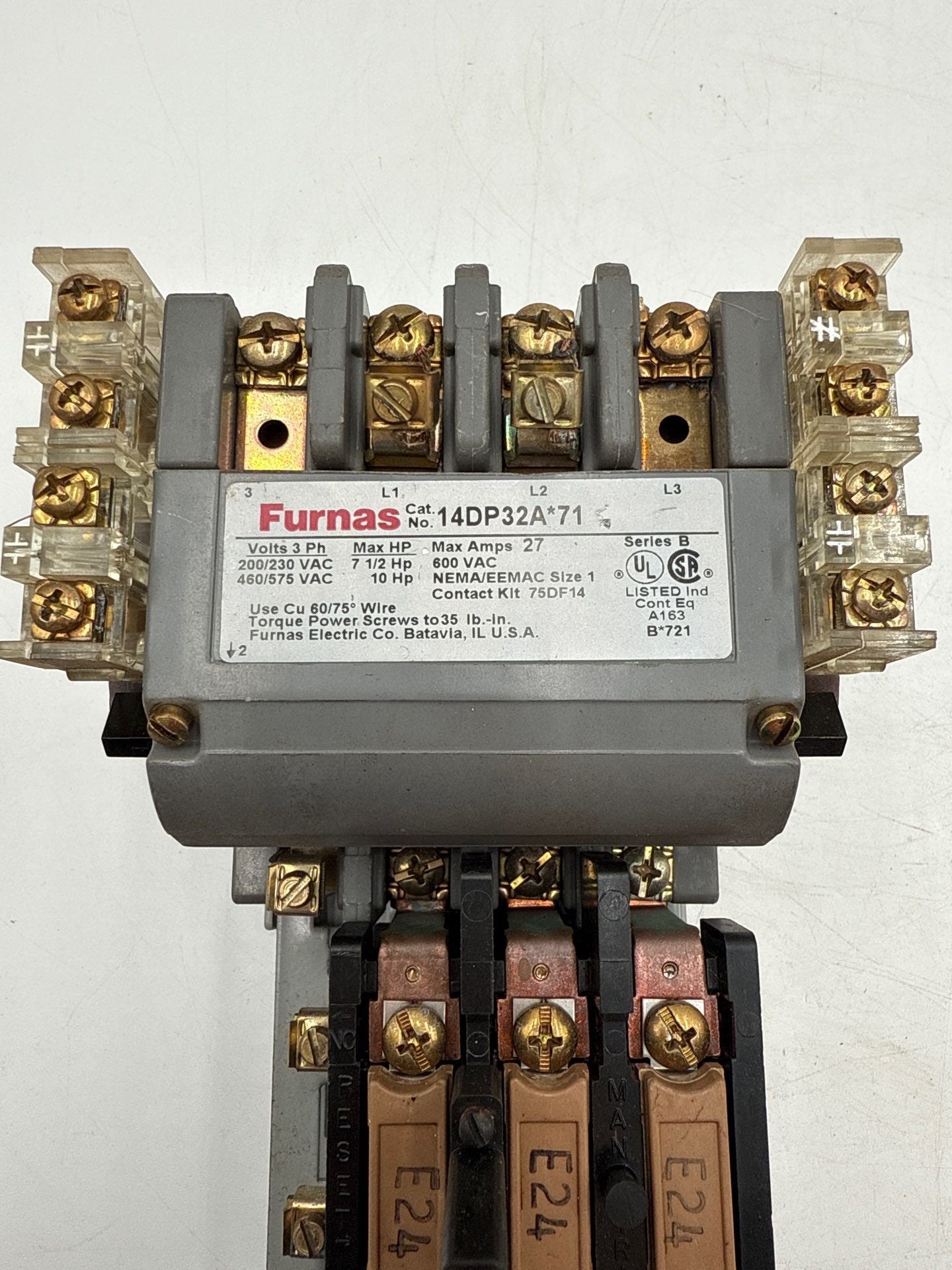 Furnas 14DP32AF71 Magnetic Starter 27A 3P 600V Size 1 Coil 110-120V Used