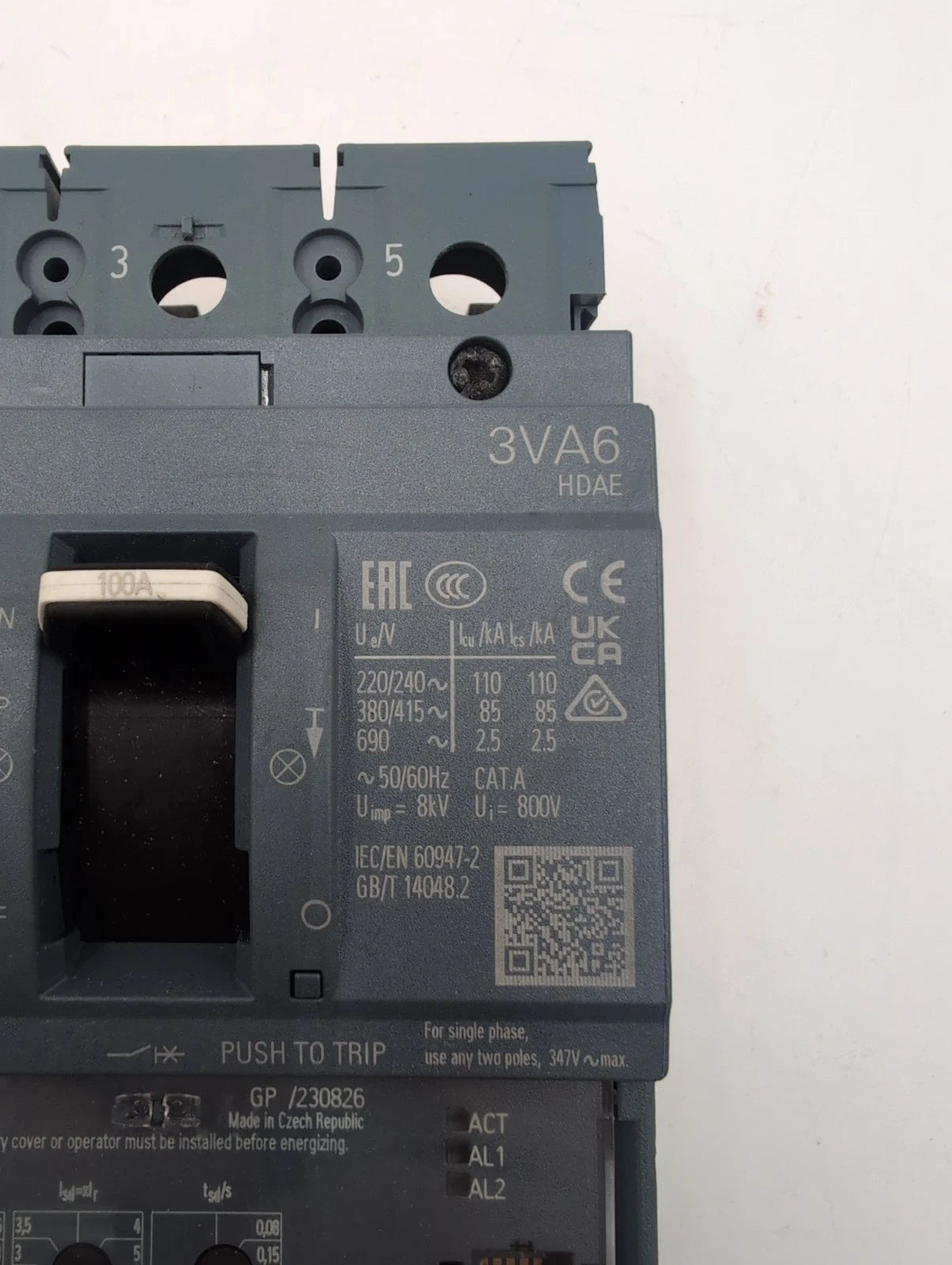 Siemens 3VA6110-6HN31-0AA0 Circuit Breaker 100A 3P 600V 3PH LSI Trip 100 Amp NEW New