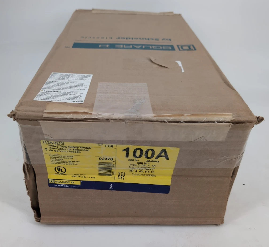Square D H363DS Heavy Duty Safety Disconnect Switch 100A 3P 600V Stainless NEW New