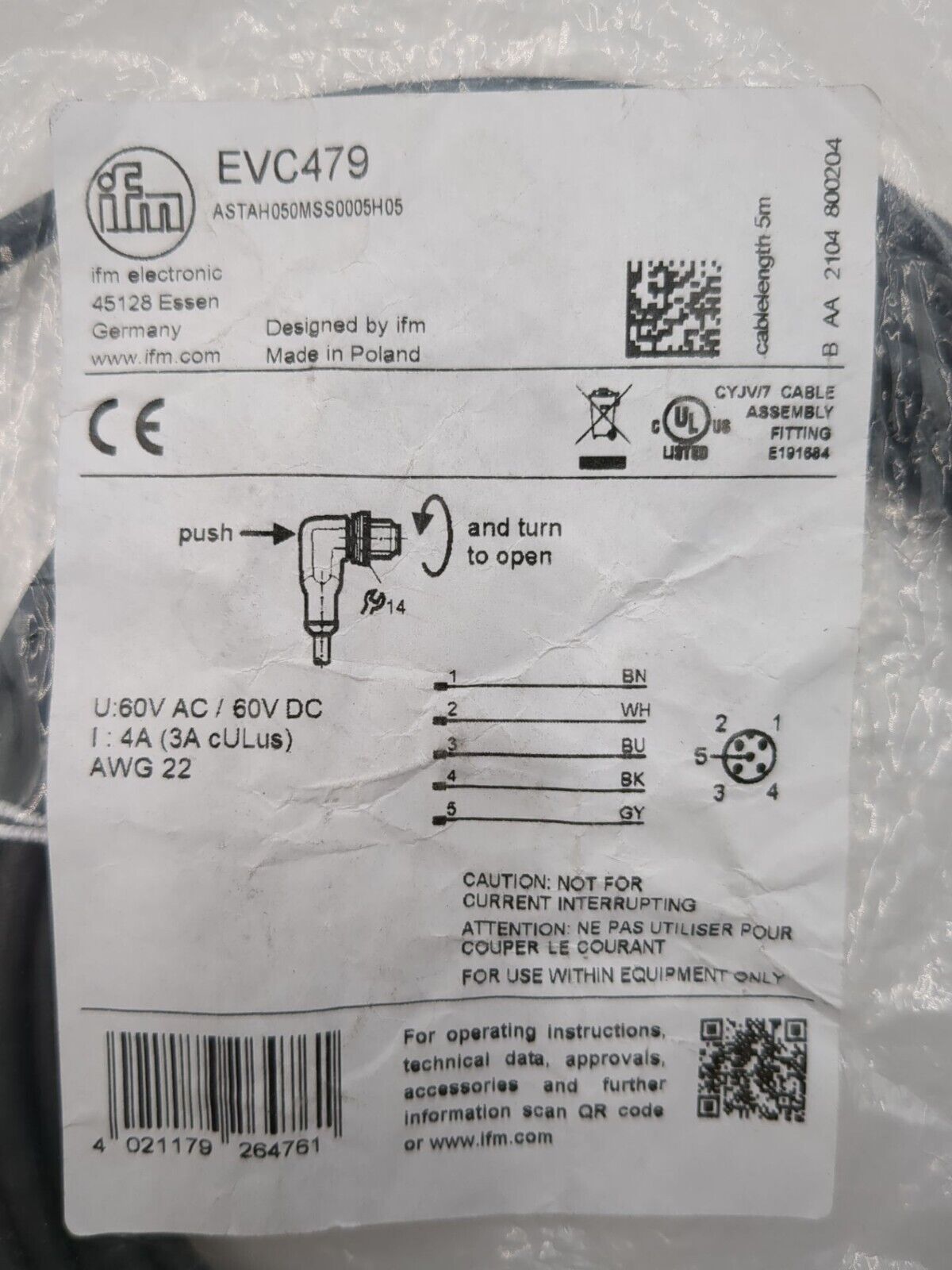 IFM ASTAH050MSS0005H05-EVC479 New