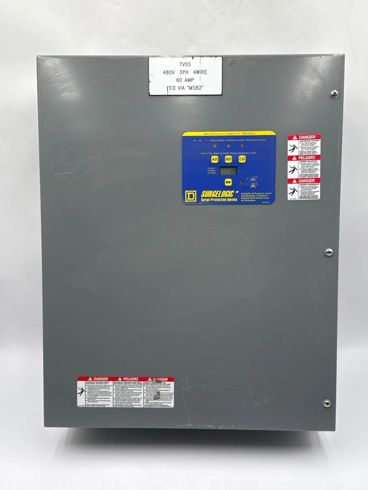 Square D TVS4EMA32A1 Surgelogic 320kA 480Y/277V 3PH 4W Surge Protection Device Used