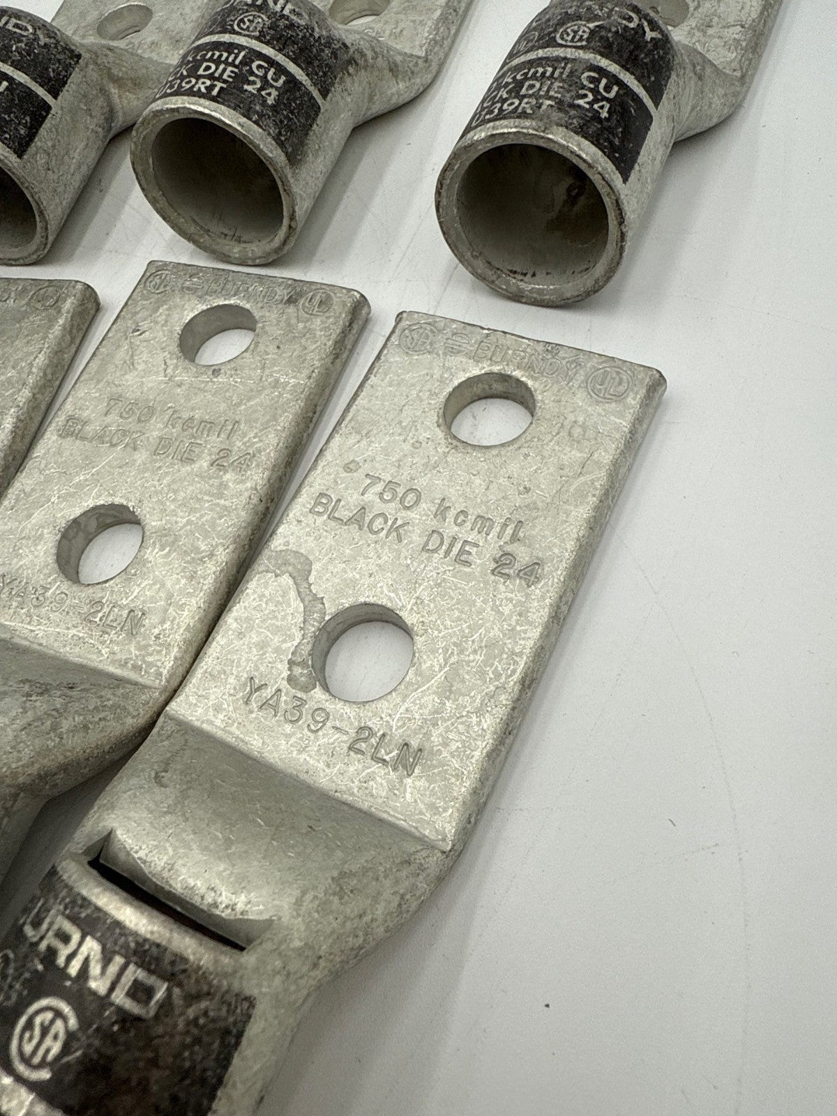 6PC Burndy YA392LN Compression Lug 750kcmil Hylug Black Die 24 YA39-2LN New