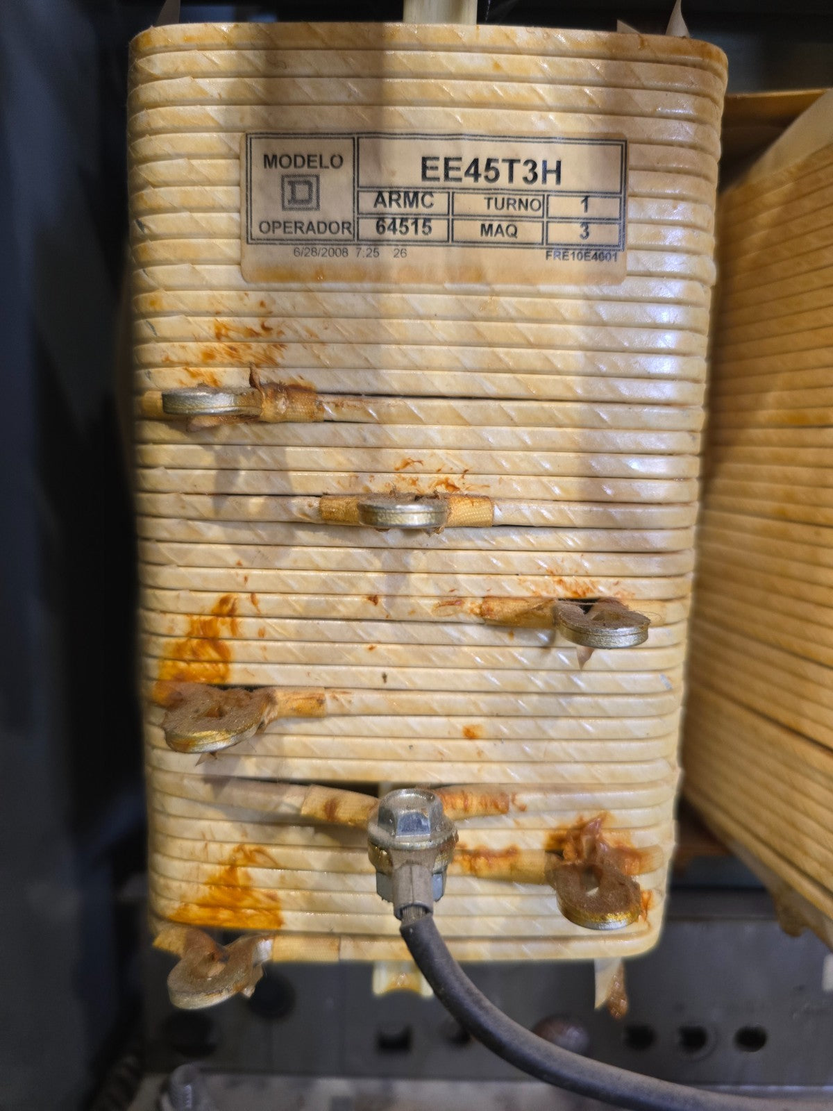 45 KVA Square D EE45T3H Transformer Pri 480V Sec 208/120V 3 Phase Indoor Encl Used