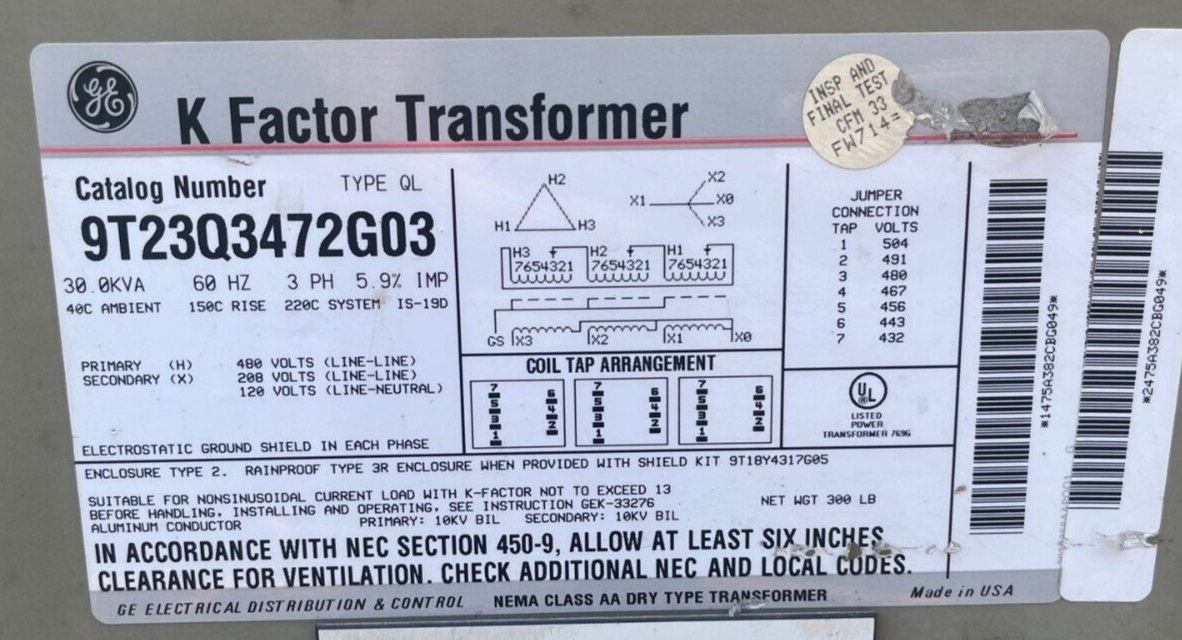 GE 9T23Q3472G03 Used