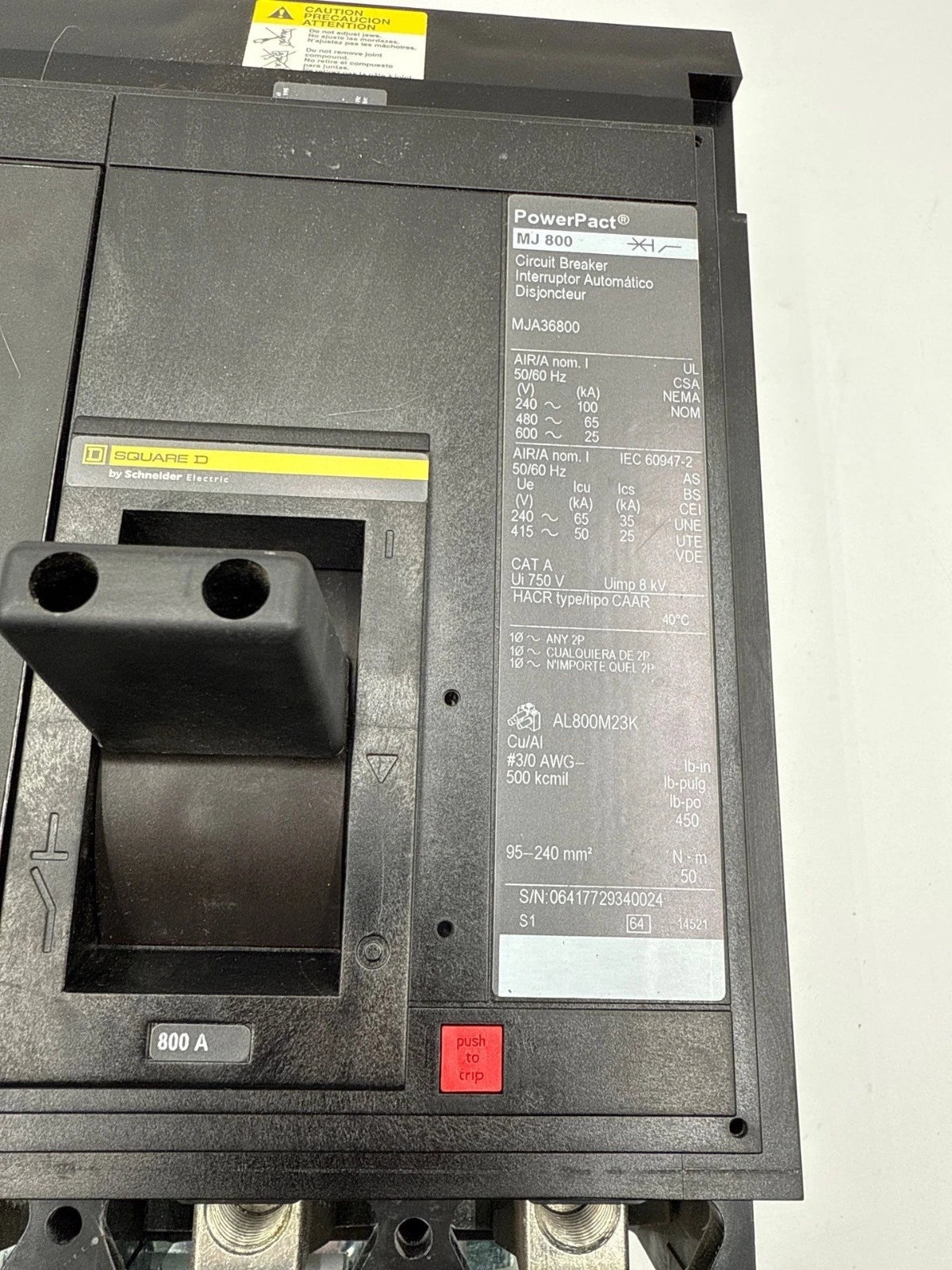 Square D MJA36800 I-Line Circuit Breaker 800A 3P 600V MJA 800 Amp MJ 800 New New