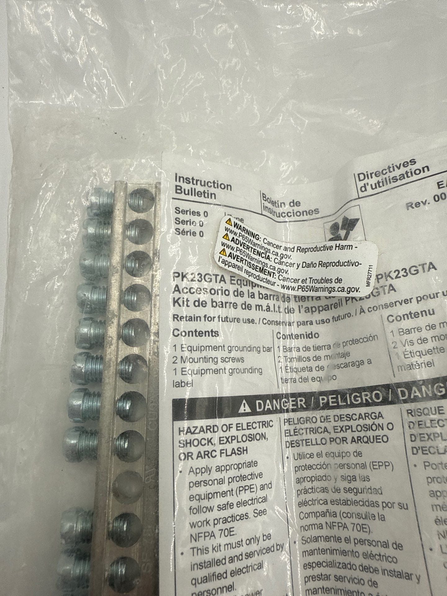 Square D PK23GTA Equipment Grounding Bar For Square D Load Centers New