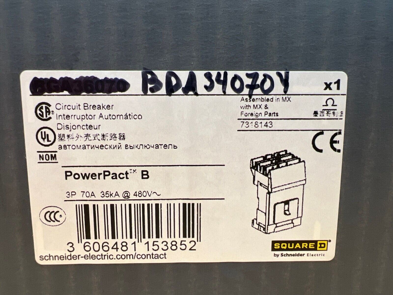 Square D BDA34070Y New