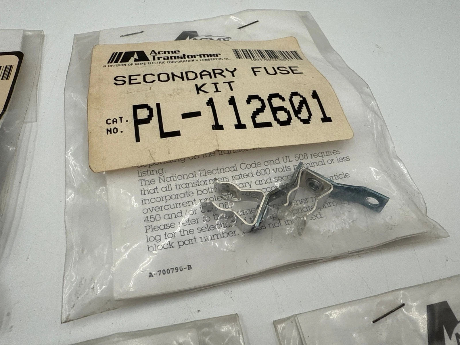 5PC Lot ACME PL-112601 Transformer Secondary Fuse Kit For 13/32" x 1-1/2" New