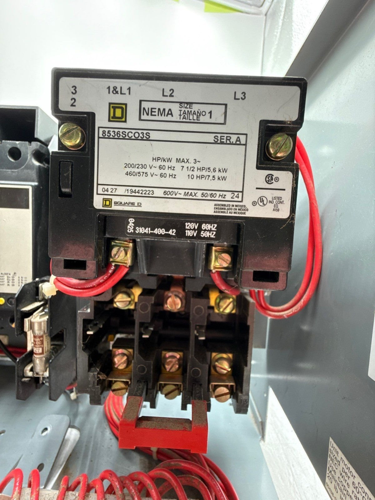 Square D Model 6 12" 7A Combo MCC Bucket Size 1 Starter FAP3600712M 8536SCO3S Used