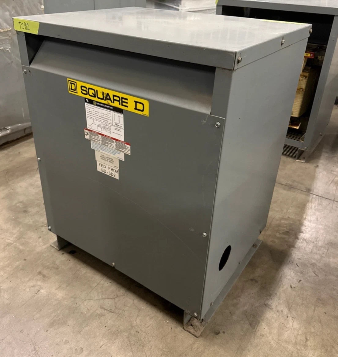 Square D 112.5KVA EE112T3H Transformer 3PH Pri 480V Sec 208Y/120V Indoor T282 Used
