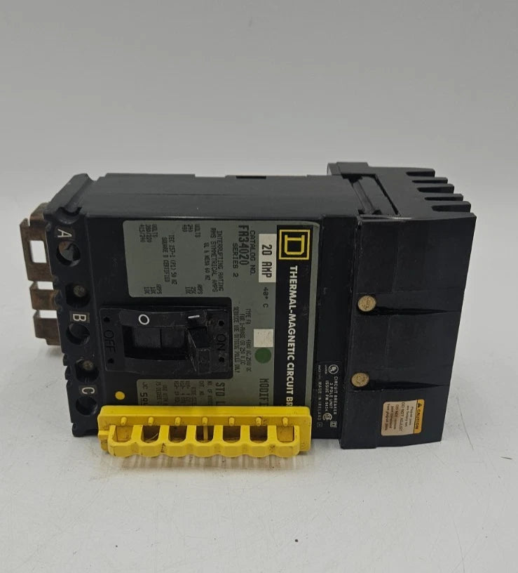 SQUARE D FA34020 I-Line Circuit Breaker 20 Amp 3P 480V 3PH 20A 3 Pole Used Used