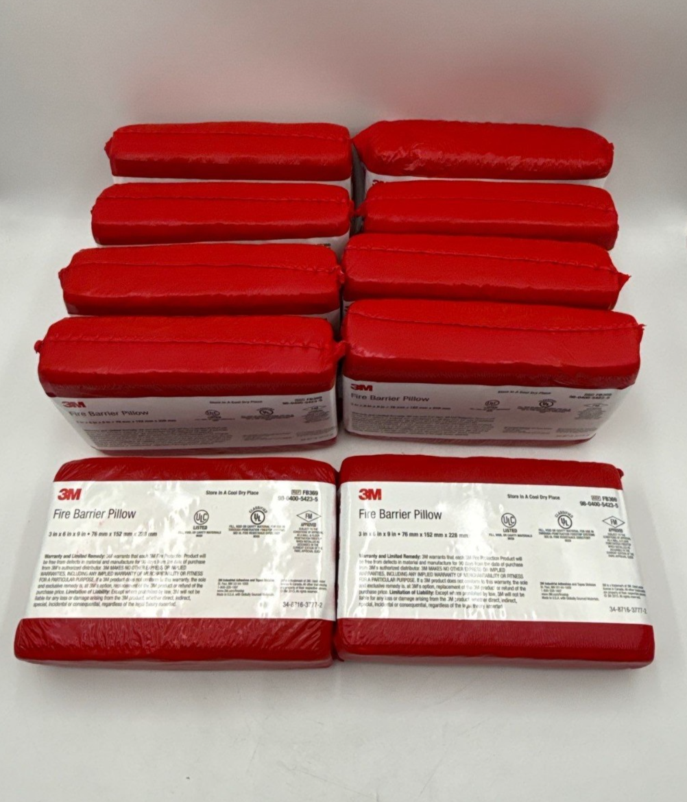 10PC Lot 3M FB369 Fire Barrier Self-Locking Pillow 3" x 6" x 9" FB-369 New
