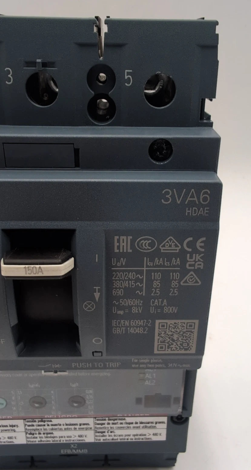 Siemens 3VA6115-6HN31-0AA0 Circuit Breaker 150A 3P 600V 3PH LSI Trip 150 Amp NEW New