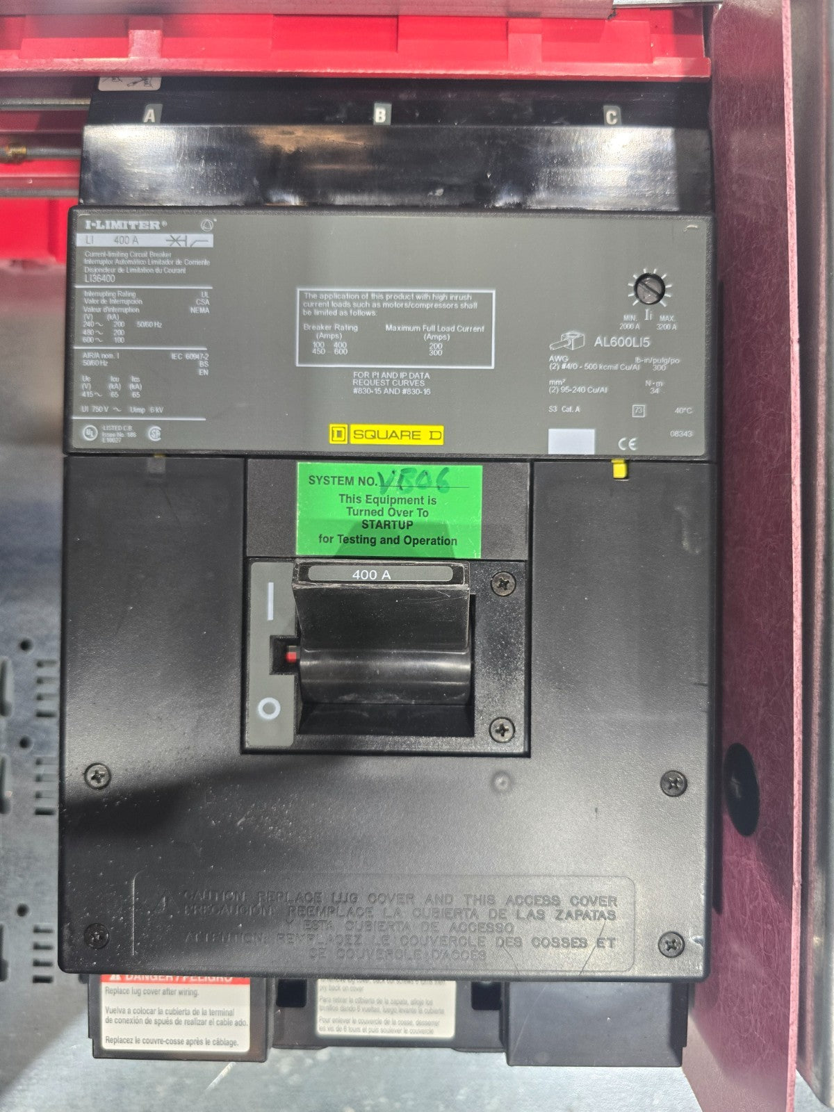 Sq D HCP I-Line Panel 400A 480V 3PH 3W MCB 400 Amp Panelboard LI36400 3R Encl Used