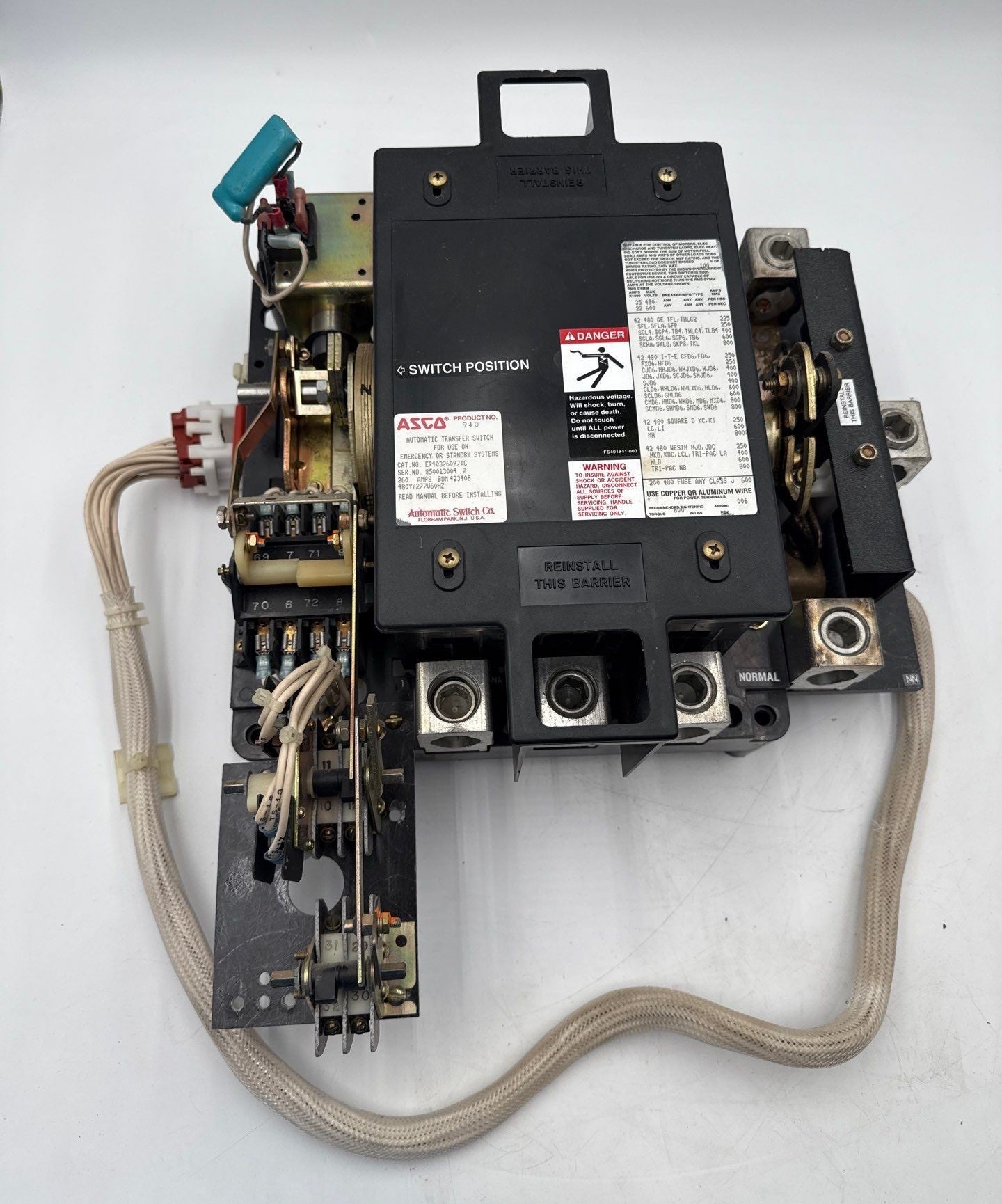 ASCO Series 940 Automatic Transfer Switch 260A 480/277V 60Hz E940326097XC Used