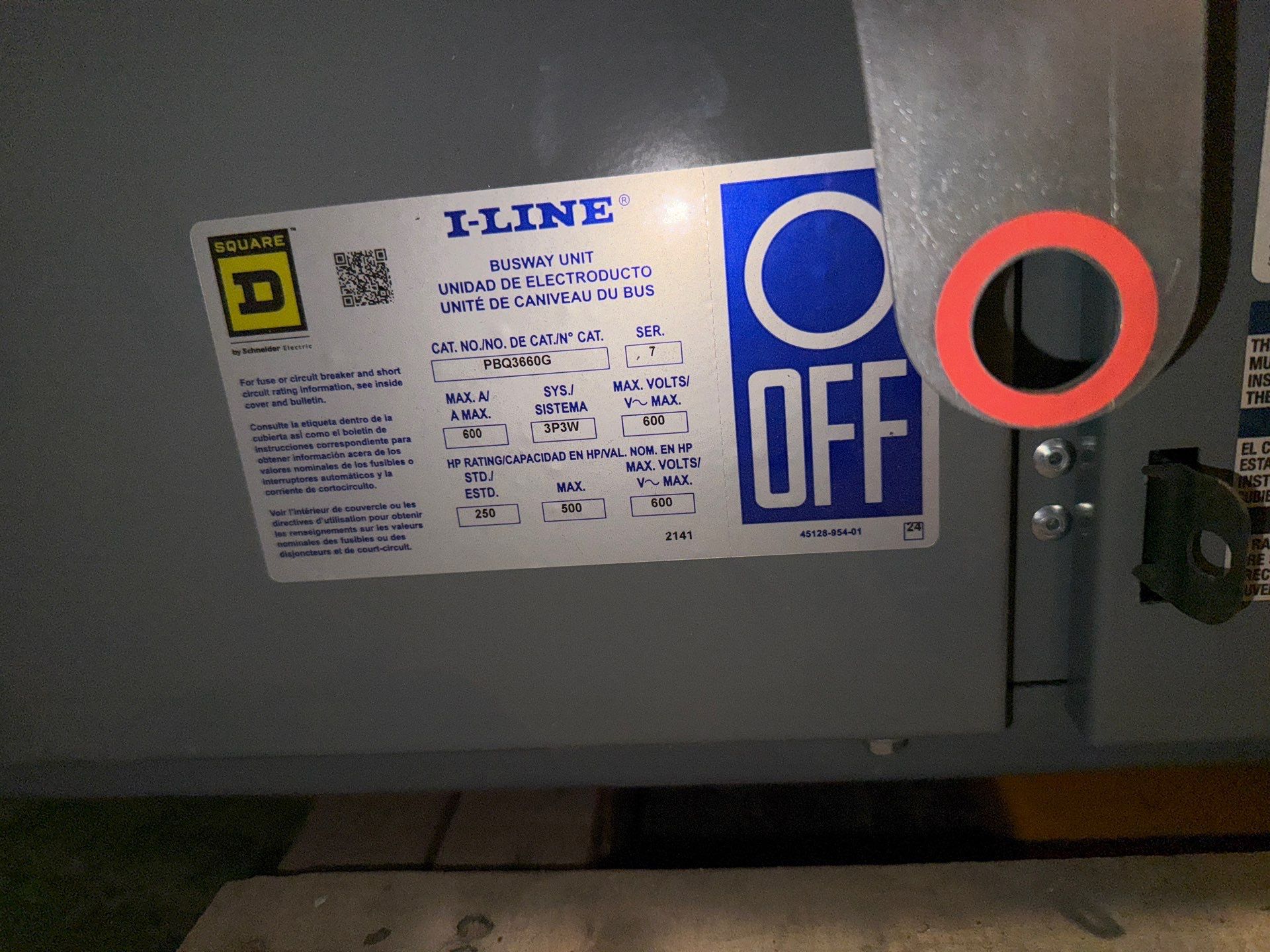 Square D PBQ3660G Bus Plug 600A 3W 600V I-Line Busway Switch New
