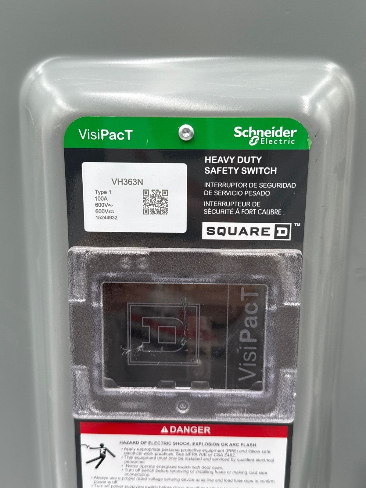 Square D VH363N Safety Disconnect Switch 100A 3P 600V Indoor Encl 100 Amp 3 Pole New