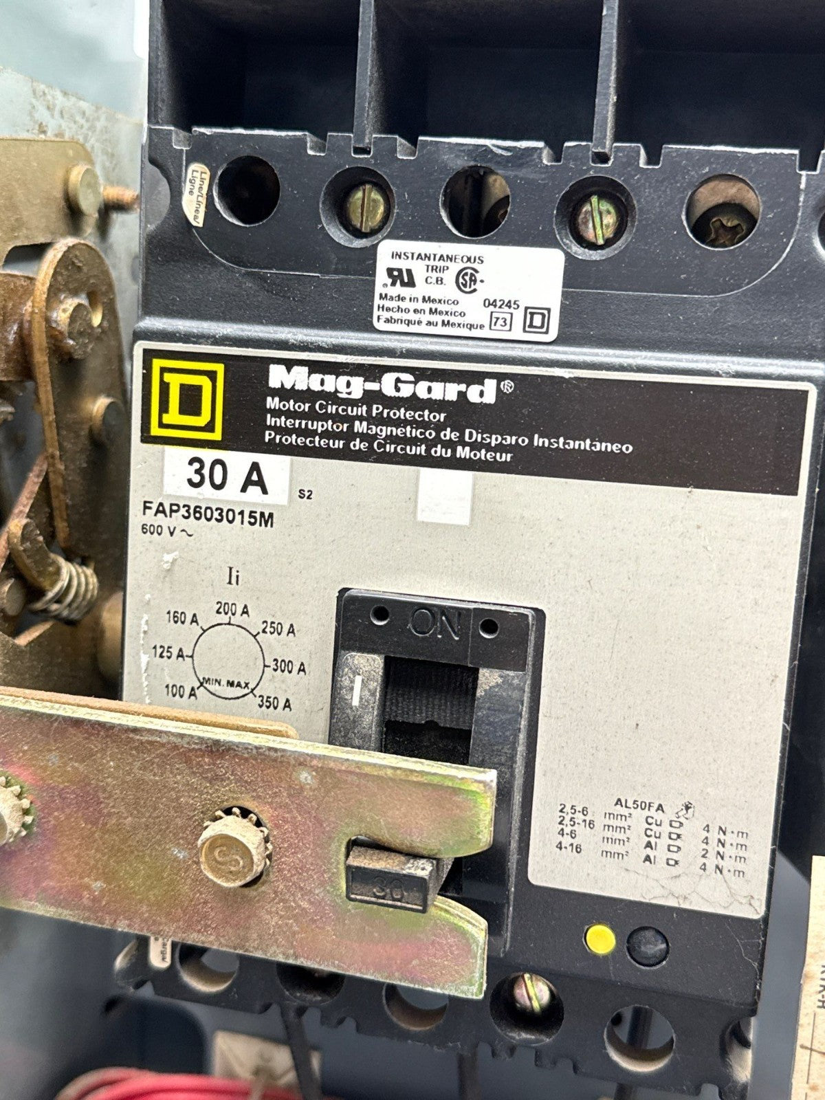 Square D Model 6 12" 30A Breaker Combo MCC Bucket Size 1 Starter FAP3603015M Used