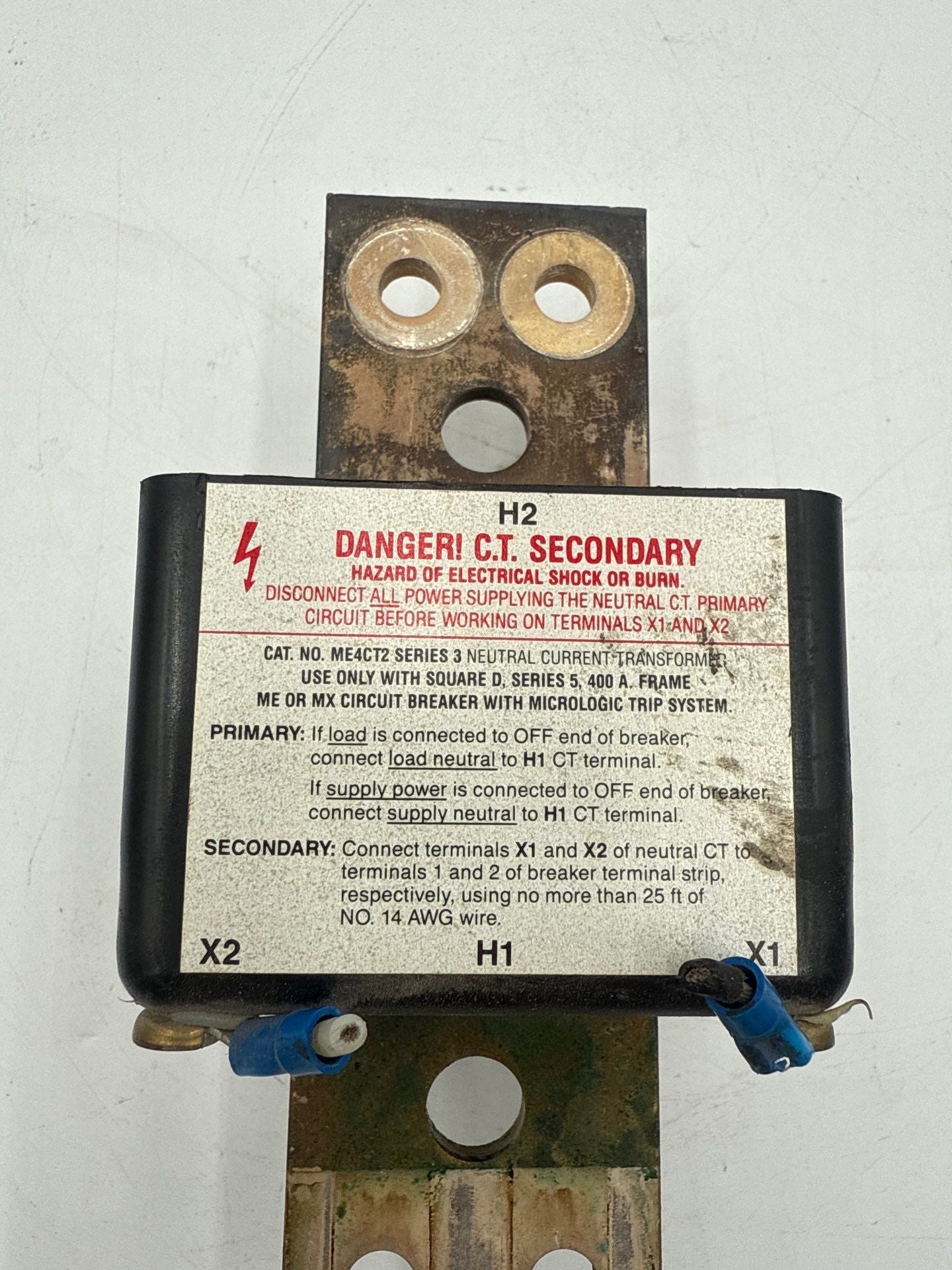 Square D ME4CT2 Neutral Current Transformer 400A Sensor Series 3 400 Amp Used