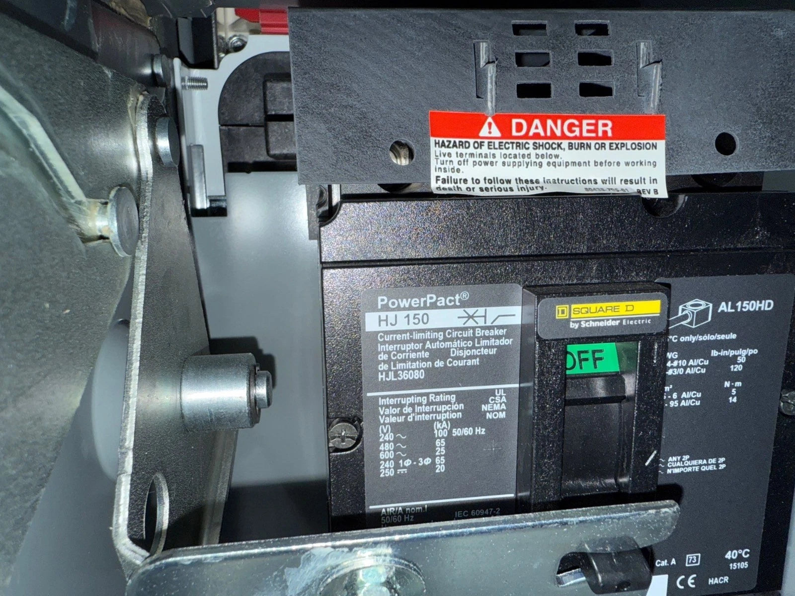 12" Square D Model 6 80 Amp Feeder MCC Bucket HJL36080 Breaker 80A HJL New