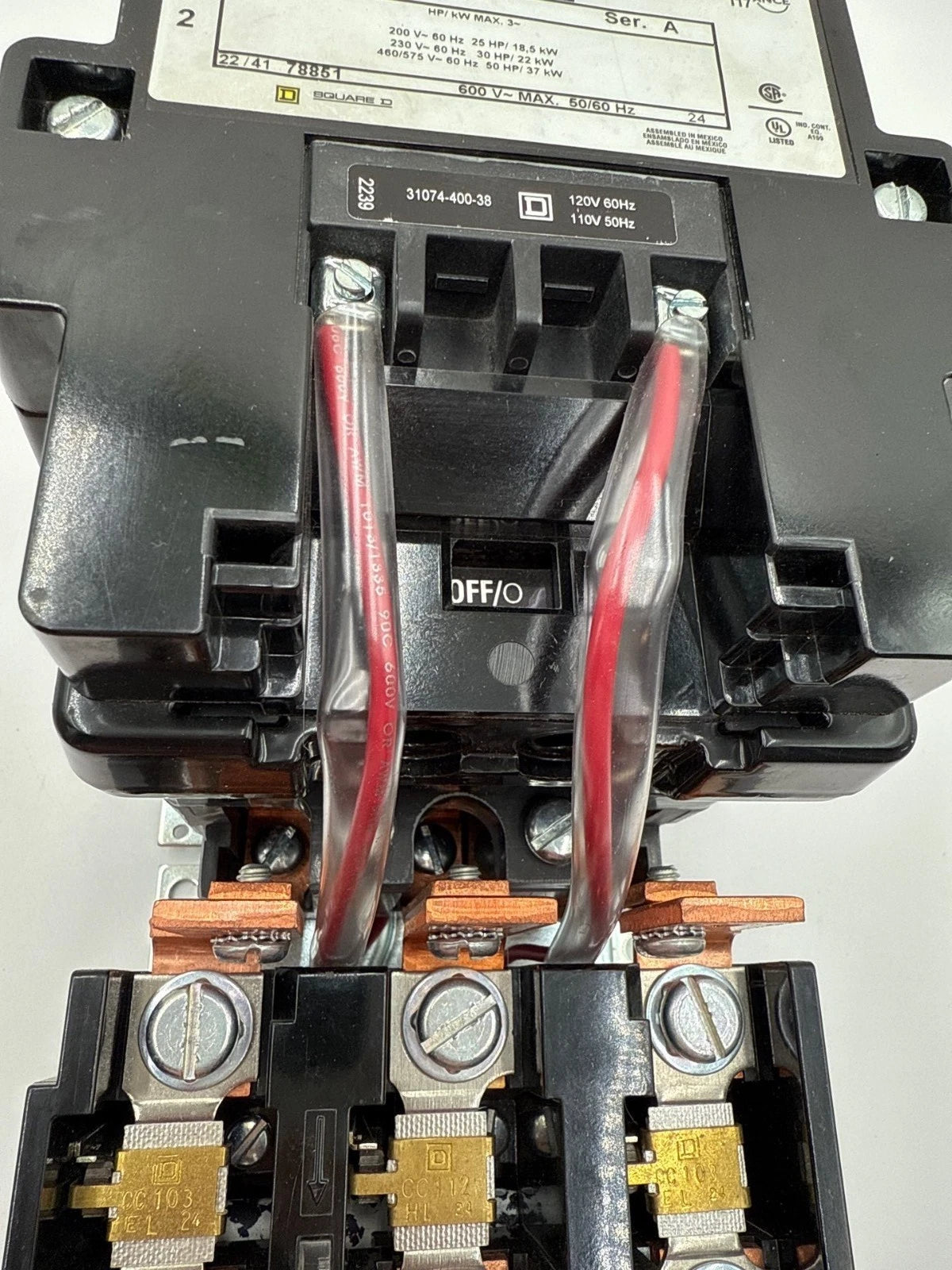 Sq D 8536SEO1S Starter NEMA Size 3 90A 3P 600V 50HP Coil 110/120V Heater CC103 Used