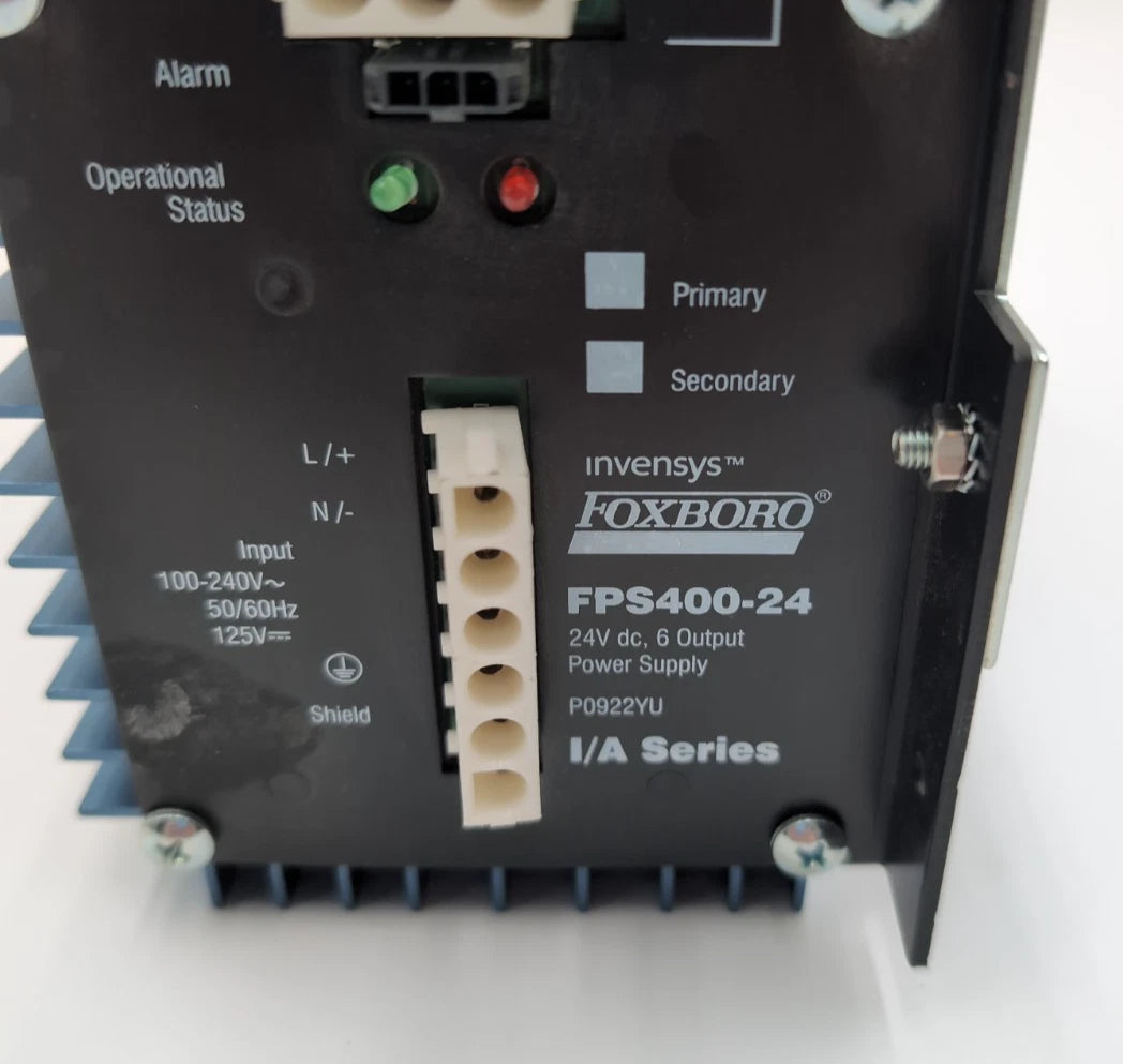 FOXBORO INVENSYS FPS400-24 I/A Series P0922YU Rev N Power Supply USED Used