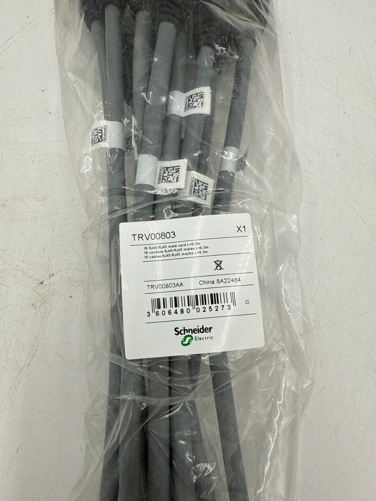 10PC Schneider TRV00803 Communication Cable RJ45 Male to RJ45 Male Cord 0.3m New