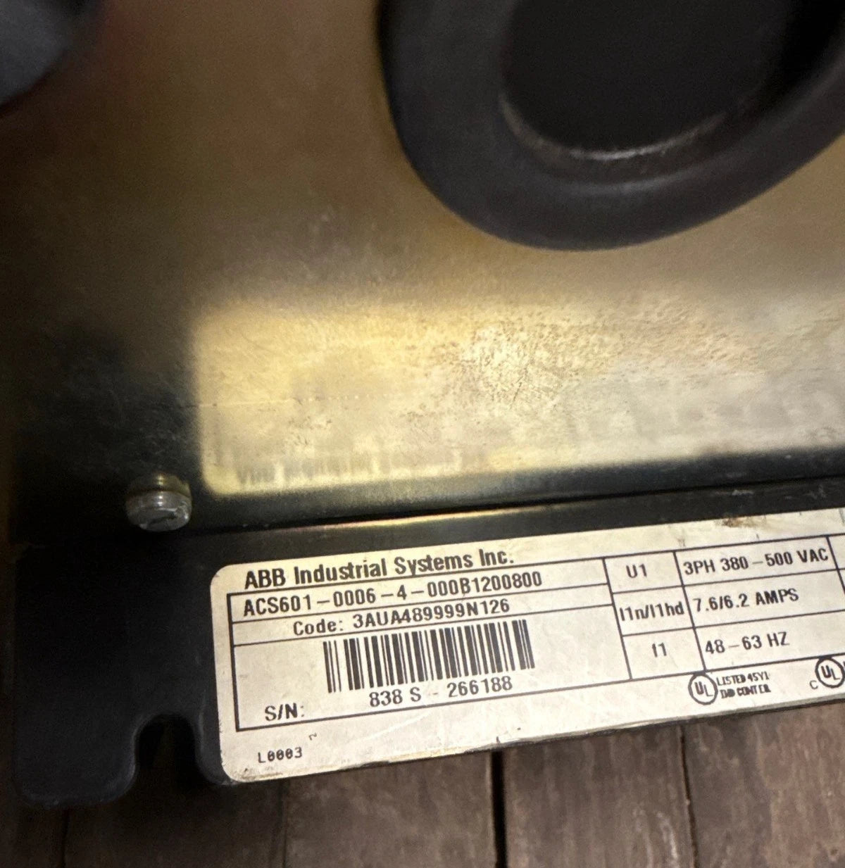 ABB ACS601-0006-4-000B1200800 Variable Freq Drive 5HP 380-500VAC 3PH 48-63Hz Used