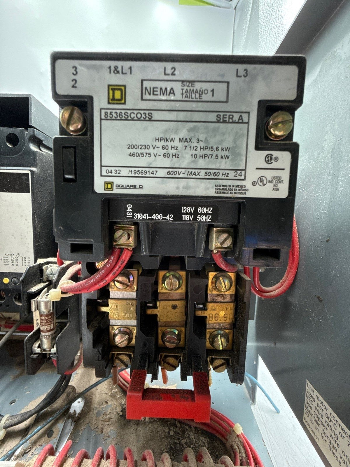 Square D Model 6 12" 15A Breaker Combo MCC Bucket Size 1 Starter FAP3601513M Used