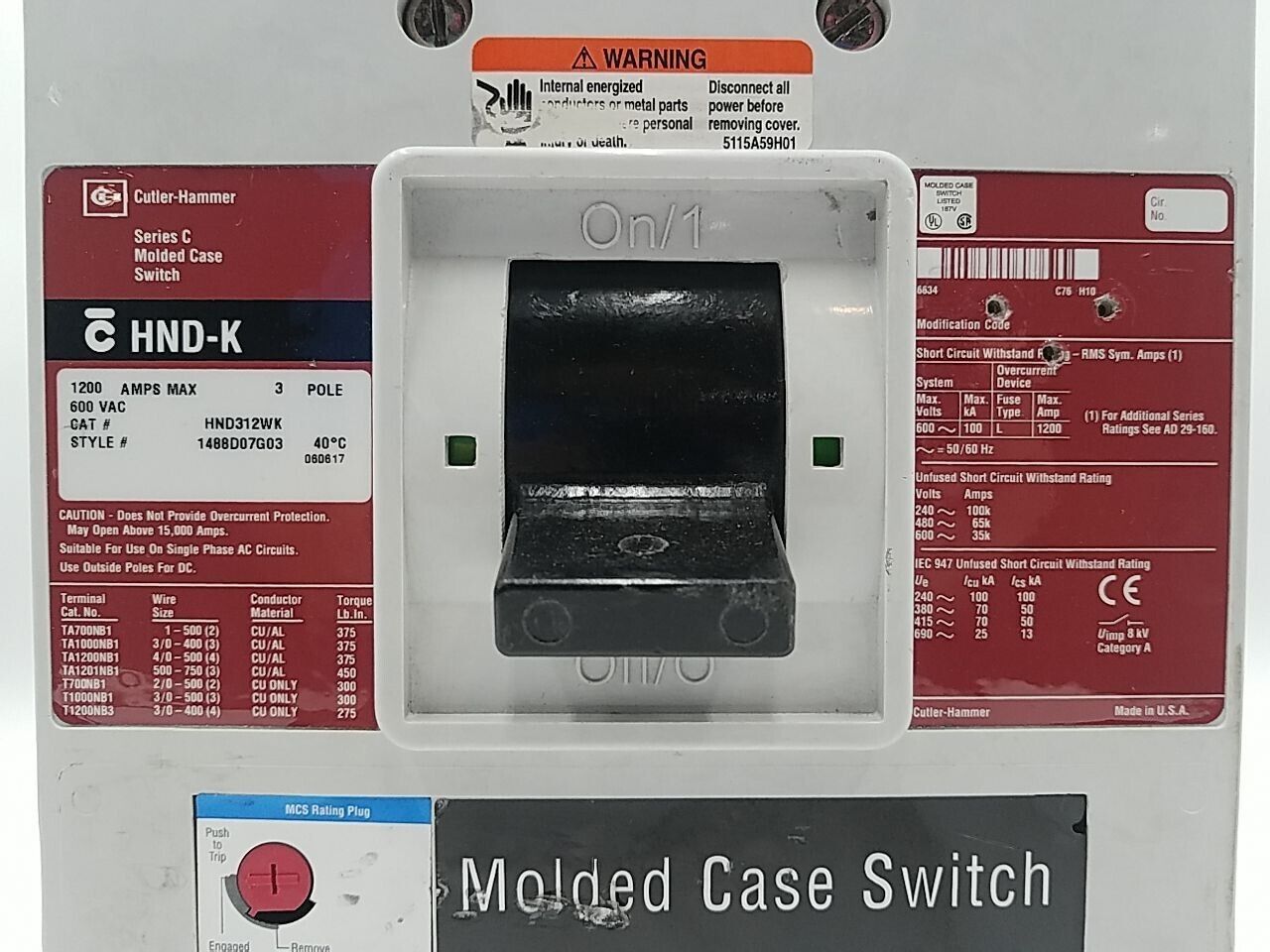 Cutler-Hammer HND312WK Used