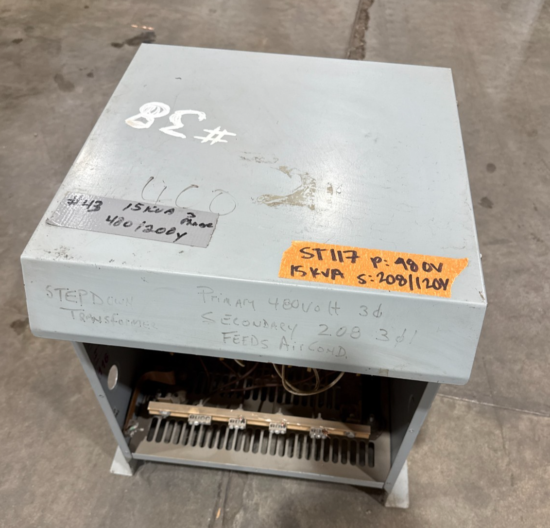 15 KVA Hammond MK015KB Transformer Pri 480V Sec 208/120V 3PH 3R Encl Used